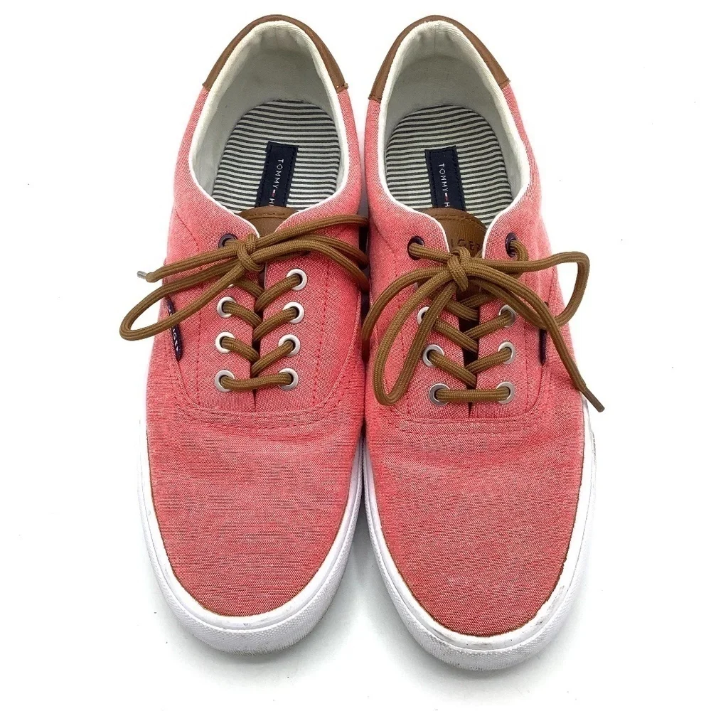 Tommy Hilfiger Phero TMPHERO Mens Pink Canvas Low Top Designer Sneaker Shoes 9.5